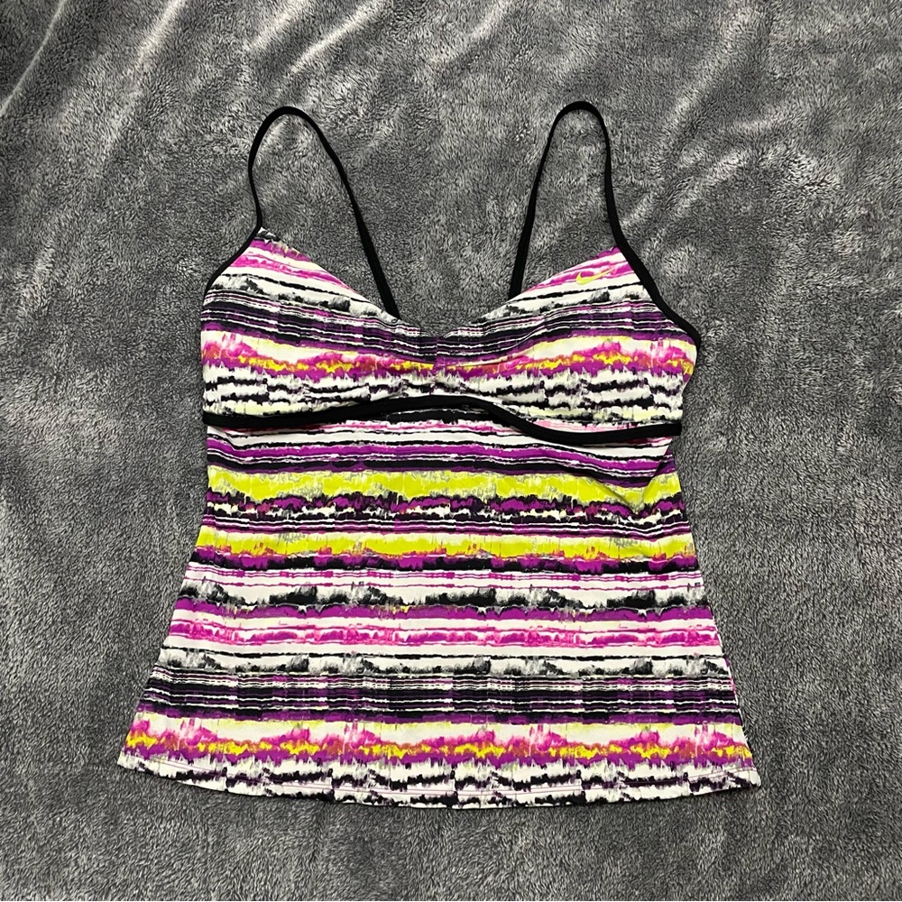 Nike Stripe Tie Dye Open Back Tankini Top Size 10